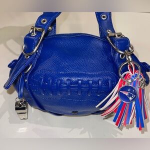 New England Patriots blue leather football purse